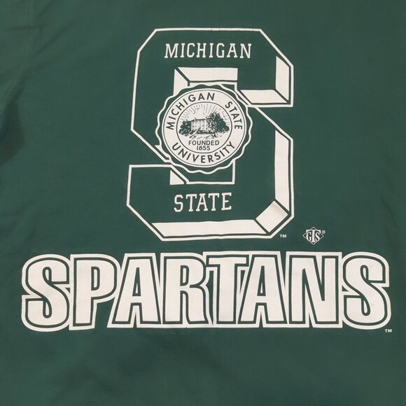 Vintage 90s Michigan State Spartans T Shirt Adult Size XL Green GTS Made in USA - Picture 2 of 6